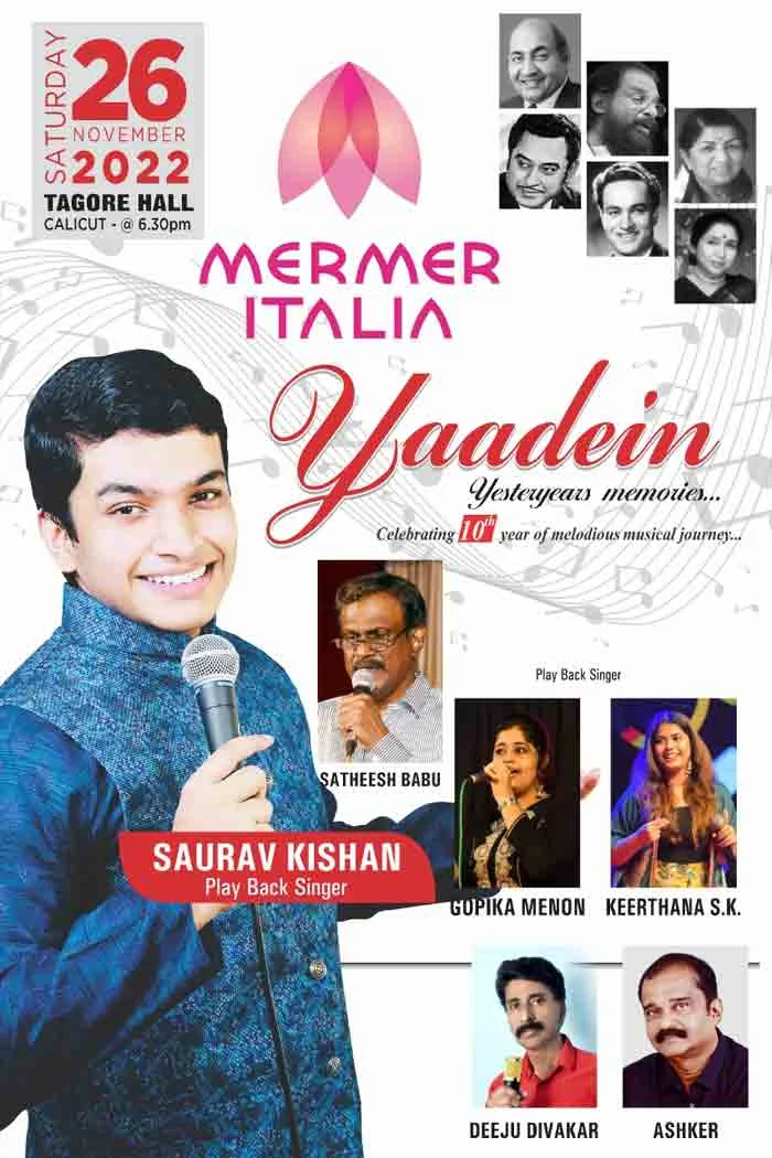 Yaaden music feast hosted by singer Satish Babu and Rafi fame Saurav Kishan on Saturday, Kozhikode, News, Music Director, Singer, Kerala