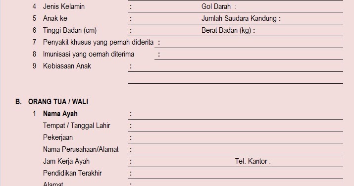 TKITTPQ BAITUL AINI Contoh Formulir Pendaftaran untuk Taman 