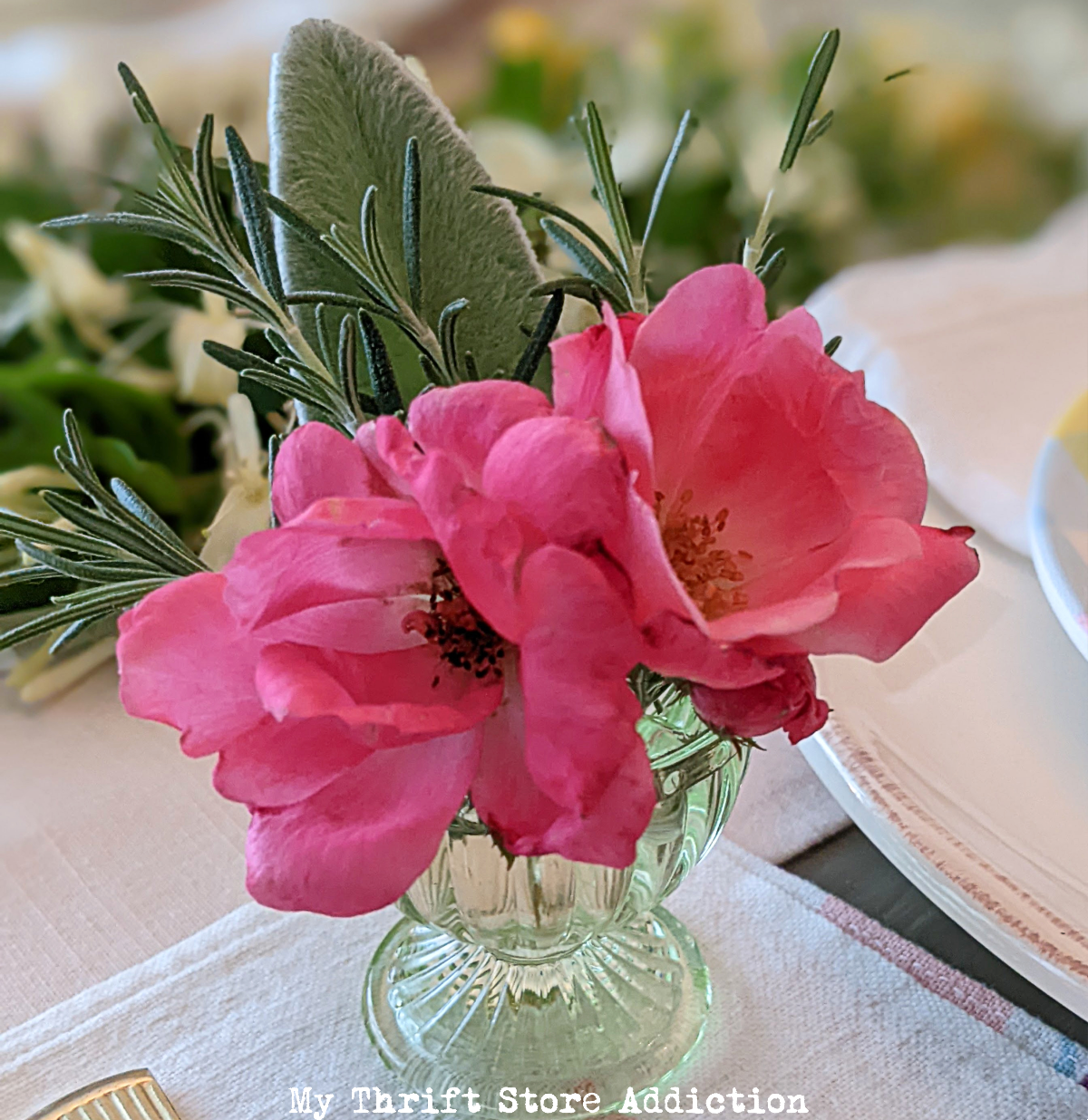 honeysuckle and hydrangeas summer tablescape