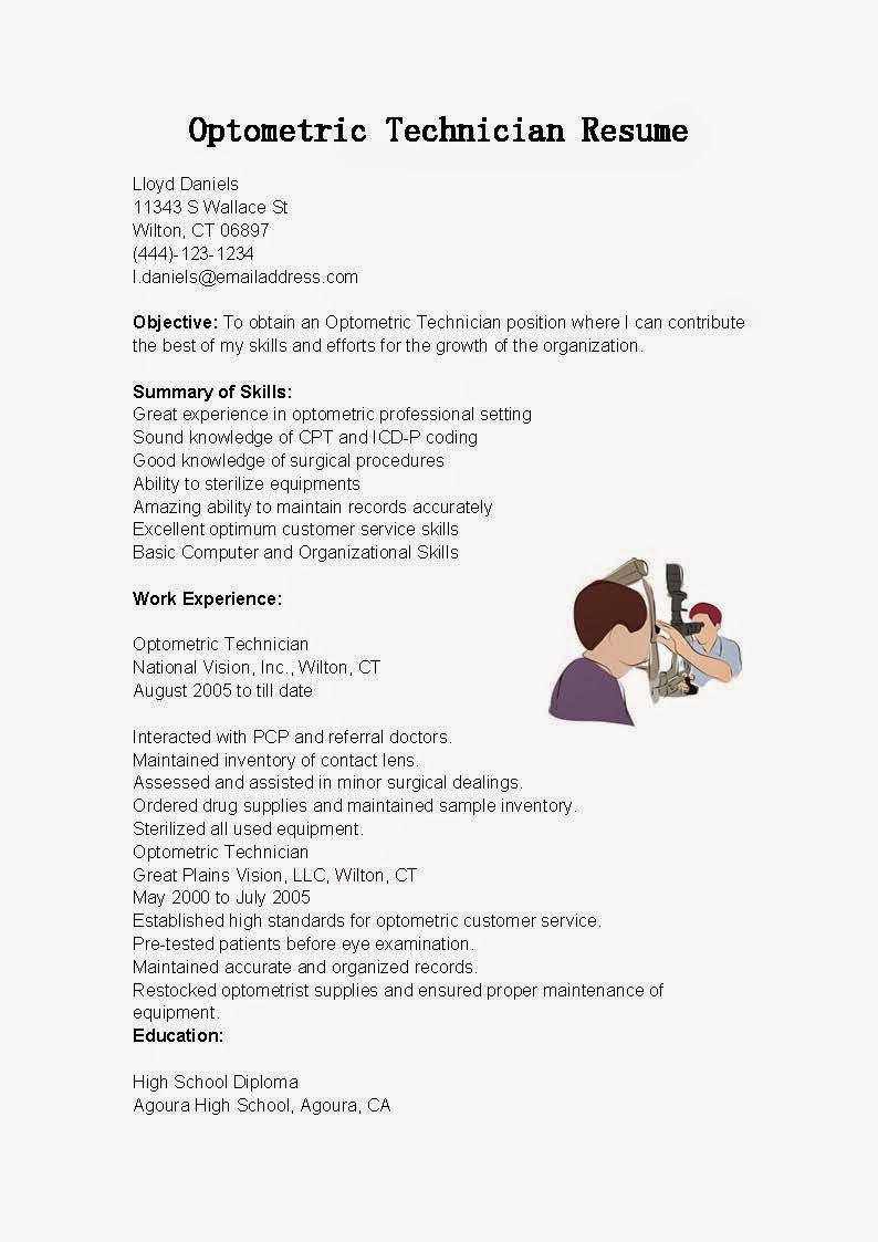 Resume Samples: Optometric Technician Resume Sample