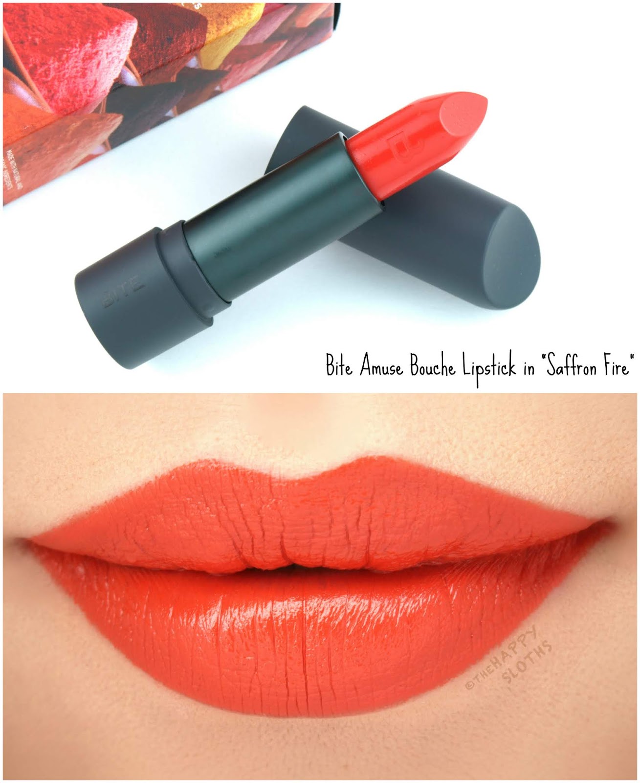 Bite Beauty | Spice Things Up Amuse Bouche Lipstick in Saffron Fire": Review and Swatches