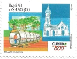 Selo comemorativo dos 300 Anos de Curitiba