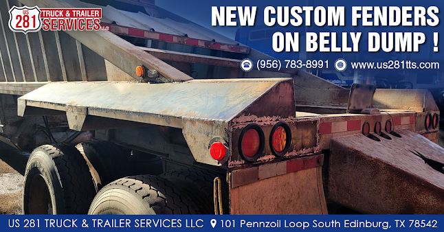 We fabricated custom fenders and brackets on the belly dump truck at our truck and trailer repair shop in Edinburg South Texas !!!