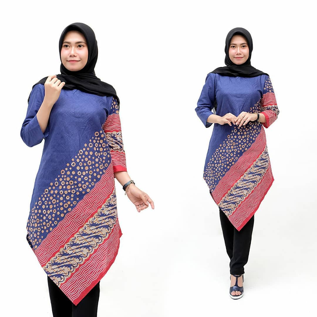 Model Tunik Batik Kombinasi Polos Terbaru 2020 Desain ...