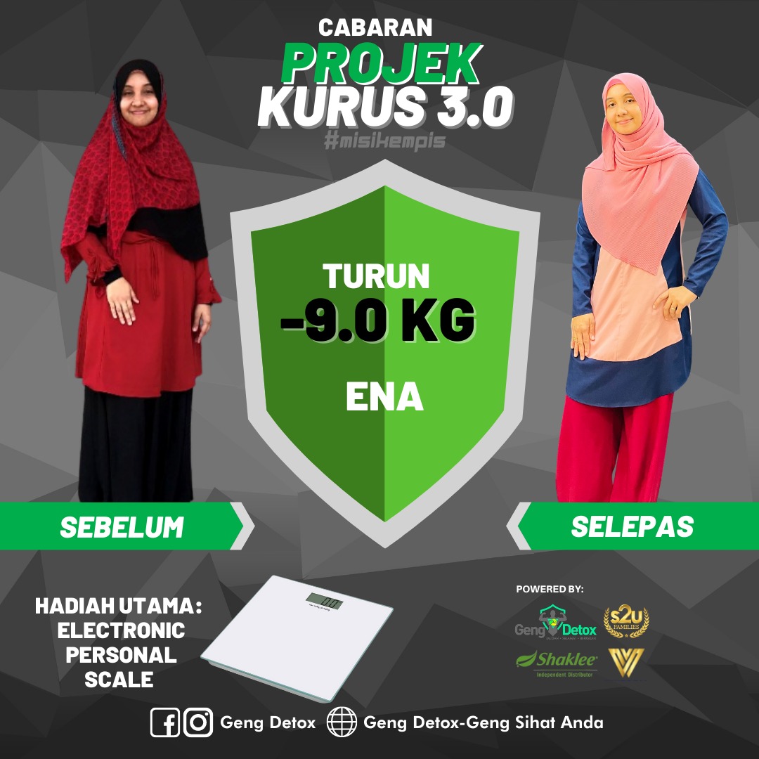 SET KURUS SELEPAS BERSALIN AEINNA MUSA PENGEDAR SHAKLEE PUTRAJAYA