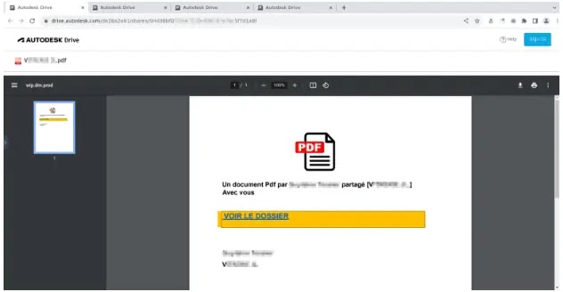 French version of the malicious PDF hosted on Autodesk (Source: Netcraft)