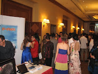 Crowd entering the ballroom after their cocktails