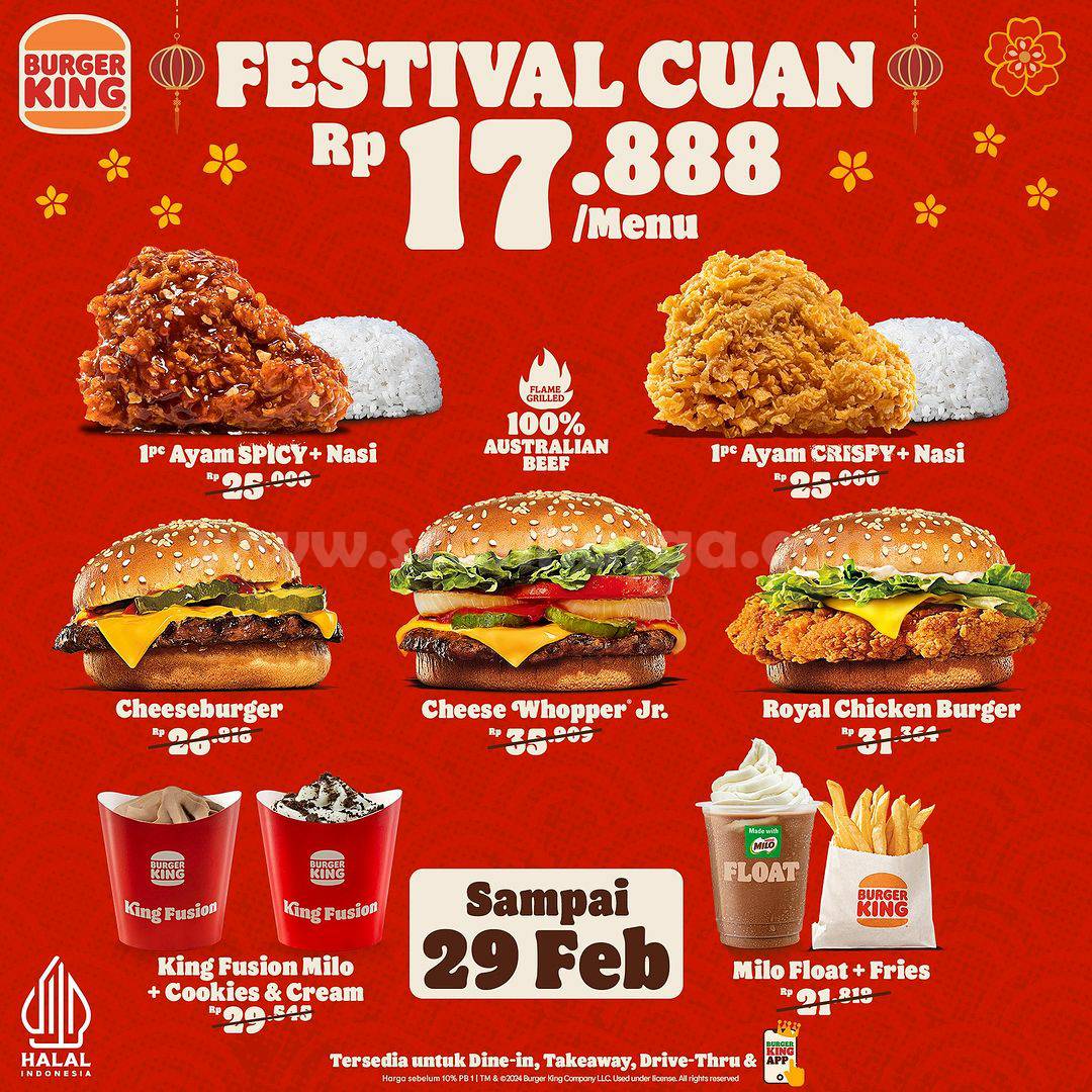 Promo Burger King Festival Cuan - Paket Spesial Imlek Hanya Rp. 17.888 per menu