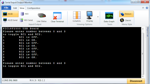 PIC18f2550 RS-232 Programming example in CCS PICC