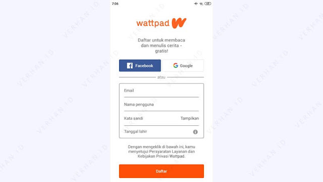 Cara daftar Wattpad