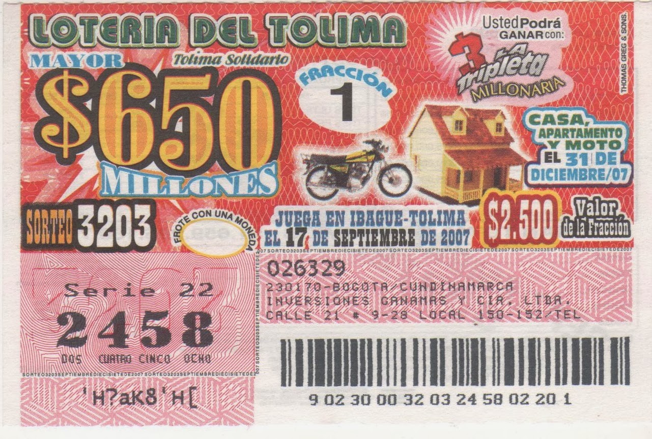 Loterias de Colombia: TOLIMA