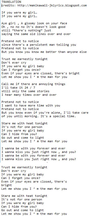 Keita If You Were My Girl Lyrics Translation