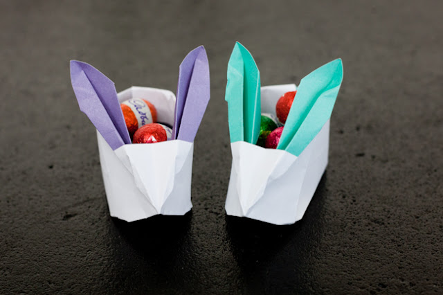 origami easter rabbit baskets