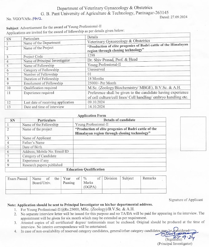 GBPUAT Zoology/Biochemistry Project Walk IN