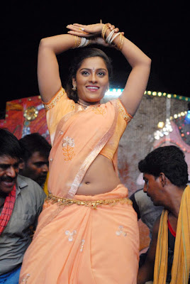 Sujibala Hot Navel Show in Saree Item Dancing Stills