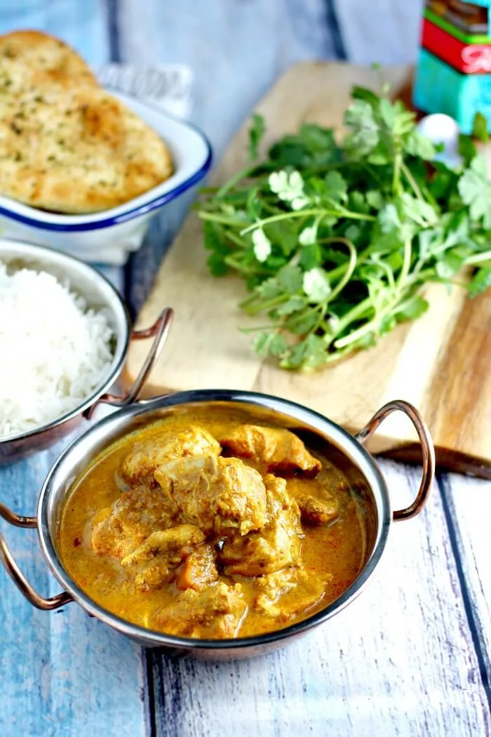 Close up of slow cooker chicken korma