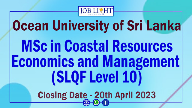 MSc in Coastal Resources Economics and Management (SLQF Level 10)