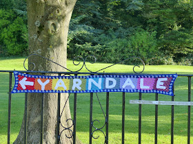 Yarndale yarn bombing crochet letters of word yarndale