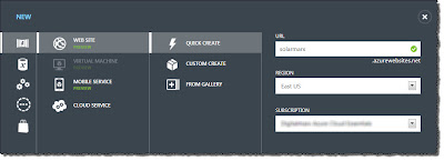 Windows Azure – Creating a Web Site