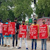 मुंह पर काली पट्टी बांध कर विरोध दर्ज कराया S F I ने
