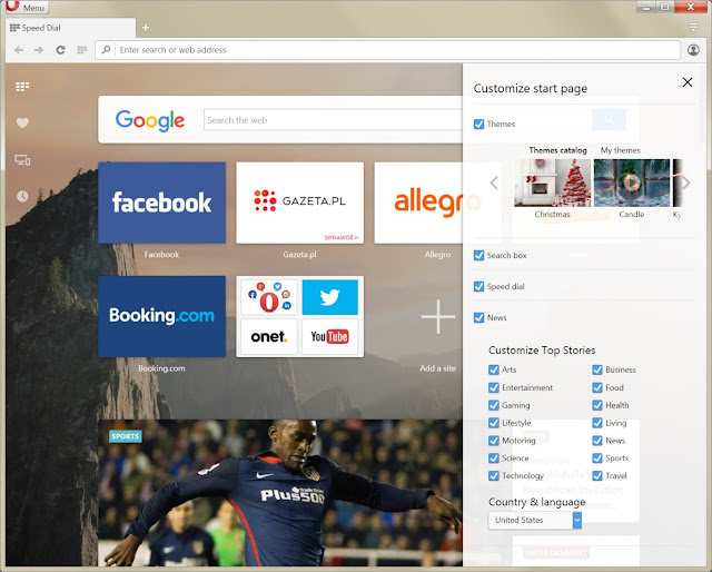 New Opera browser