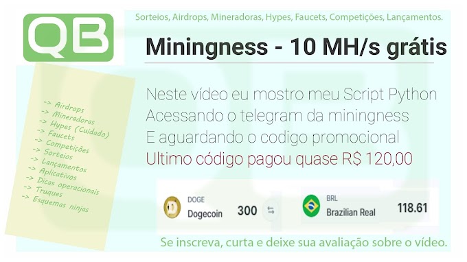 CanalQb - Mineradora Miningness - Python para burlar o captcha e bot do telegram - Finalizado