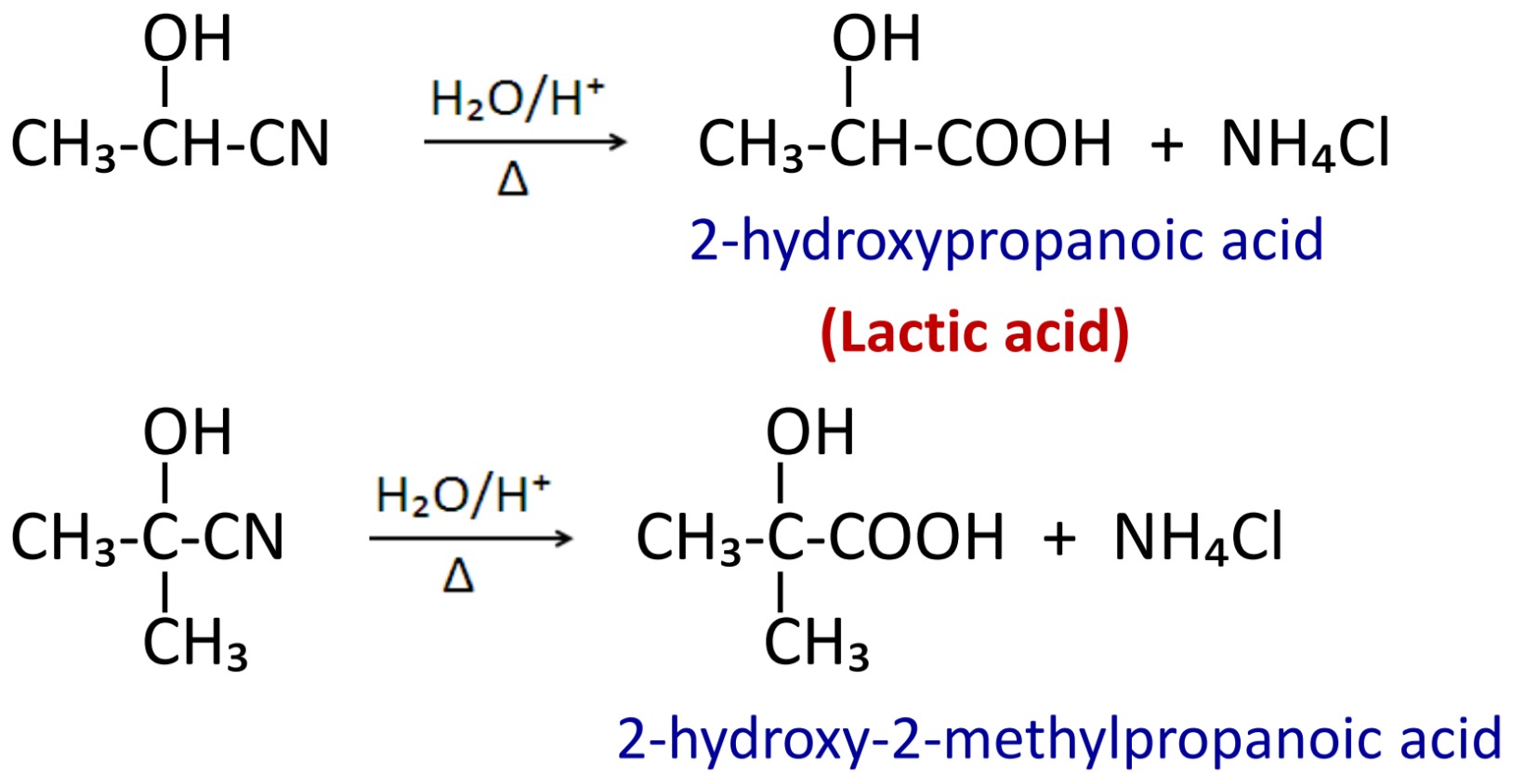 cyanohydrin can be hydrolysed in acidic medium to give α-hydroxy carboxylic acid