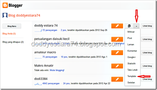 Login ke Blogger --> Template