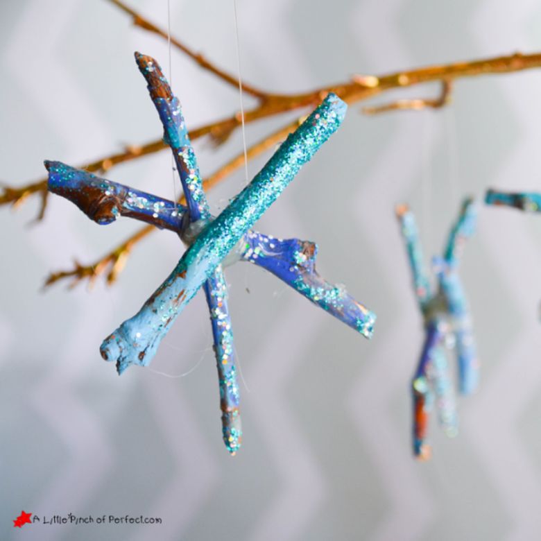 snowflake stick ornament craft