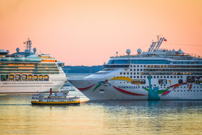 Casco Bay Bridge Cruise Ships arriving in Portland, Maine. Photo by Corey Templeton.