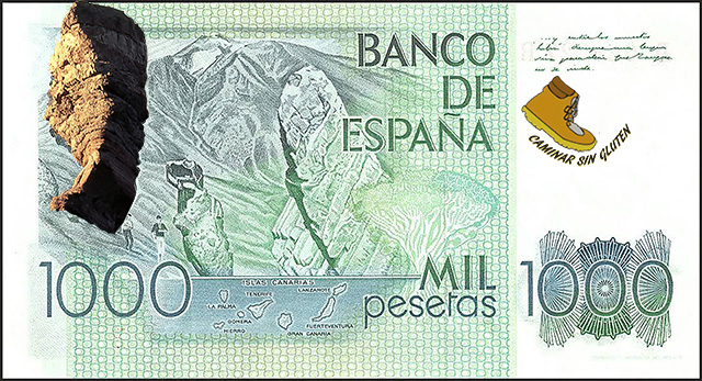 Billete de 1000 pesetas con el Roque Cinchado y el Teide