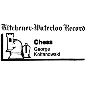 Chess, by George Koltanowski, Waterloo Region Record, Kitchener, Ontario, Canada