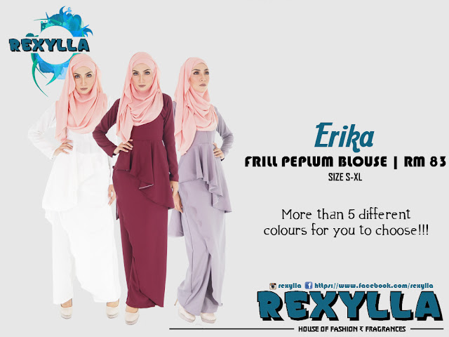 rexylla, peplum, frill, frill peplum, frill peplum blouse, palazzo, erika collection