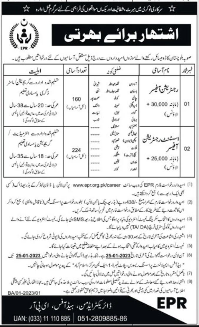 Latest Advertisement of Employment Processing Resource EPR Jobs 2023