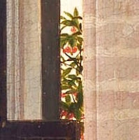 Cherry tree in the Arnolfini Portrait by Jan van Eyck, an indicator for summer and symbolizes fortune of Arnolfini Douple