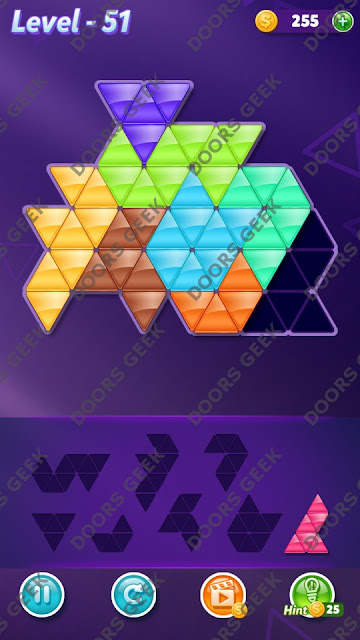 Block! Triangle Puzzle 8 Mania Level 51 Solution, Cheats, Walkthrough for Android, iPhone, iPad and iPod