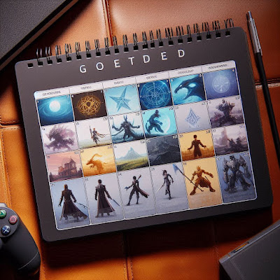 A neatly organized calendar with designated gaming time slots.