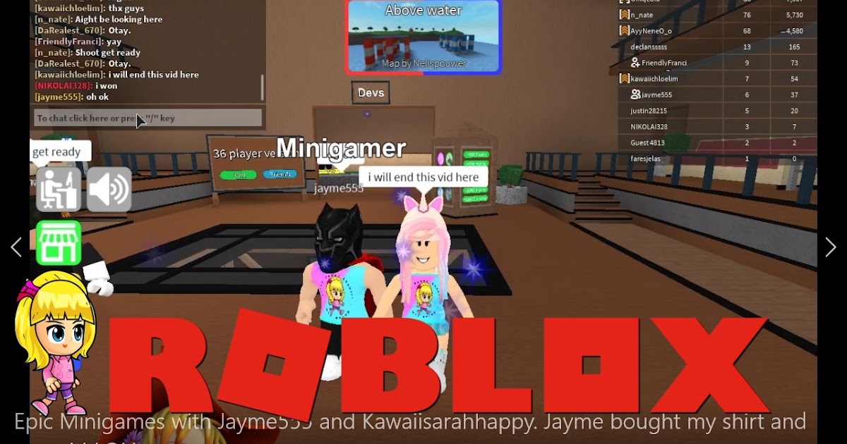 Chloe Tuber Roblox Epic Minigames Gameplay With Jayme555 And Kawaiisarahhappy Jayme Bought My Shirt And Wore It Lol - roblox epic minigames videos
