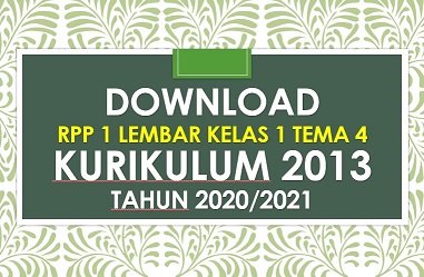 RPP 1 Lembar Kelas 1 Semester 1 Tema 4 Subtema 4 Revisi 2020/2021