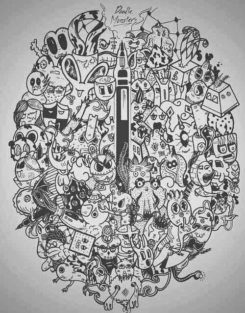 12 Contoh Gambar Doodle Art Monster Keren - GRAFIS - MEDIA