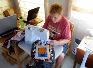 Barb Making First Garden Flag