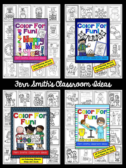  Fern Smith's Classroom Ideas Color for Fun, Second Semester Bundle for Fall Fun! Color For Fun Printable Coloring Pages