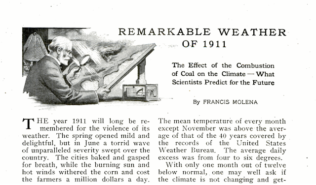 Article sur le changement climatique anthropique dans un magazine du début du XXe siècle