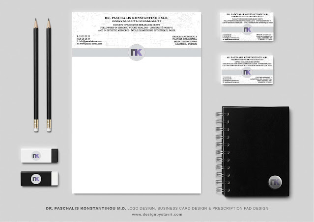 Dr. PASCHALIS KONSTANTINOU M.D. Logo Design Business Card Design Prescription Pad Design