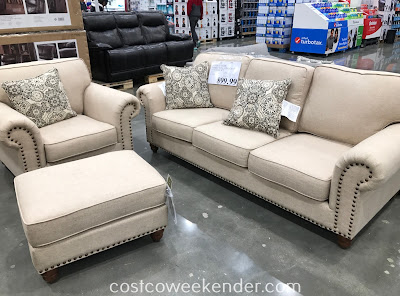Relax in your home on the Synergy Home Fabric Sofa, Chair & Ottoman Set