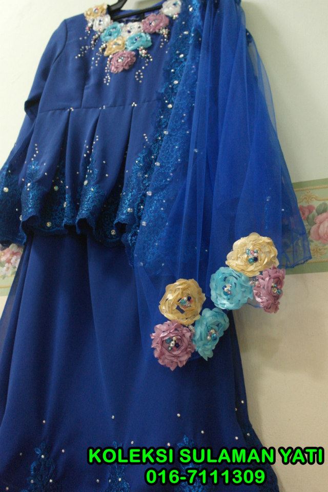 KOLEKSI SULAMAN YATI Baju Peplum Pengantin Royal Blue 