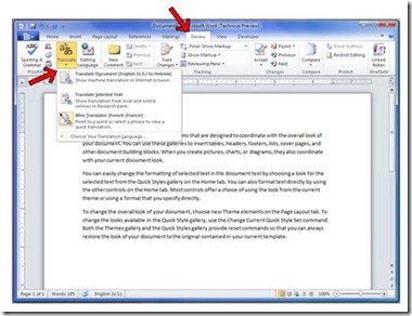 How To Translate Full Document using Office 2010 and Microsoft Translator 1