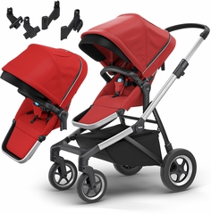 Thule Sleek Double Stroller - Energy Red stroller
