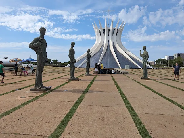 Statues outside Brasilia Cathedral