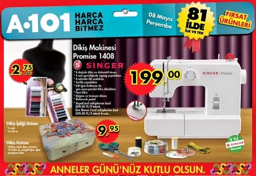 A101 8 Mayis Singer Promise 1408 Dikiş Makinesi Kampanyası